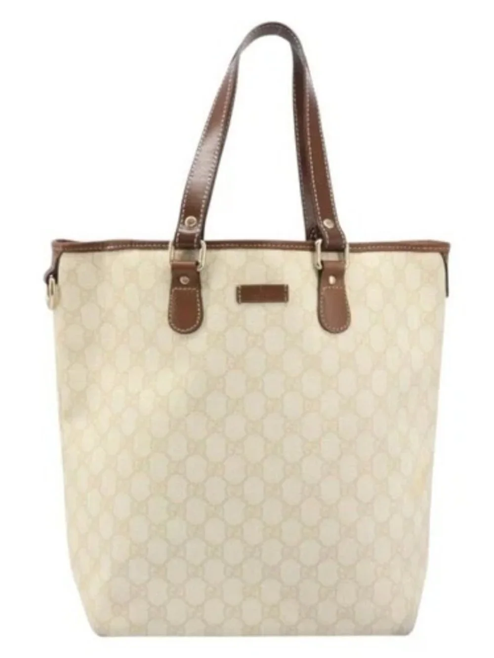 GUCCI GG Supreme Tote Bag PVC Ivory Gold 189896 Auth BAZ627